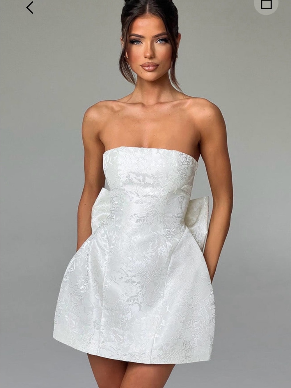Strapless White Jacquard Mini Dress